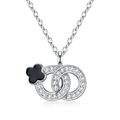 Liaison Noire, 18k White Gold-Plated S925 Sterling Silver Moissanite Pendant Necklace