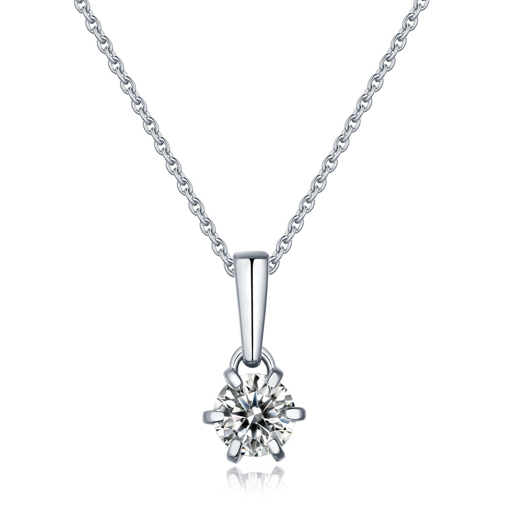 Goutte Éclatante, 18k White Gold-Plated S925 Sterling Silver Moissanite Pendant Necklace