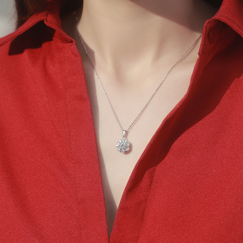 Éclat Polaire, 18k White Gold-Plated S925 Sterling Silver Moissanite Pendant Necklace