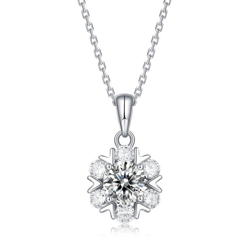 Éclat Polaire, 18k White Gold-Plated S925 Sterling Silver Moissanite Pendant Necklace