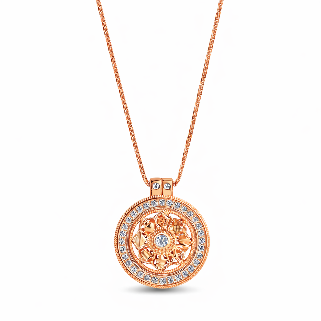 Rouage de Fortune，18K Gold-Plated/ Rose Gold-Plated/ S925 Sterling Silver 0.06ct Moissanite Pendant Necklace