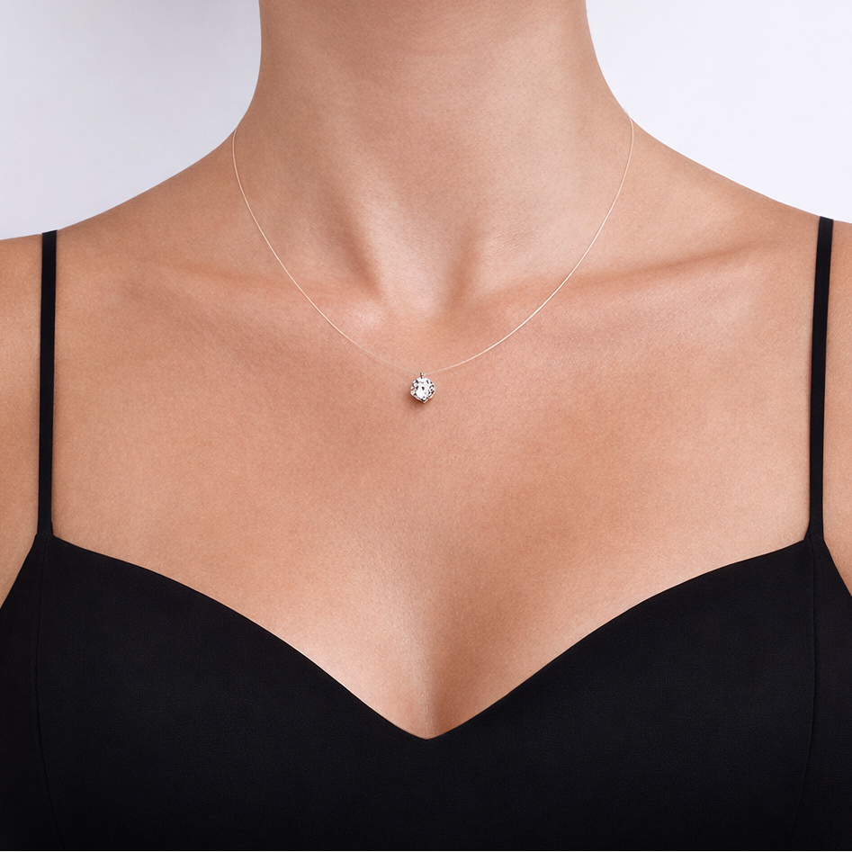 Clarté Originelle，S925 Sterling Silver 1.0ct/2.0ct Moissanite Pendant Necklace