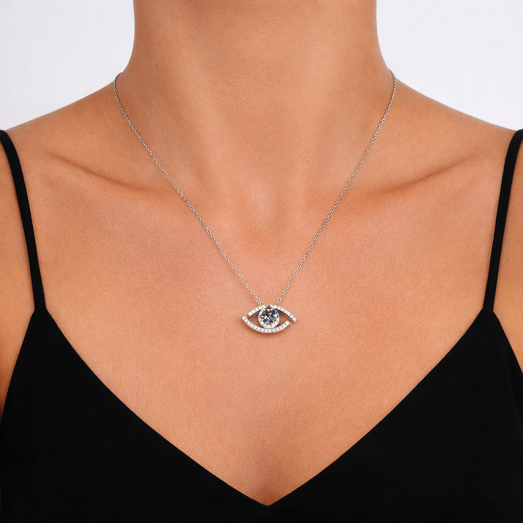 Œil de Silence, 14k Gold-Plated S925 Sterling Silver 0.50ct Moissanite Pendant Necklace