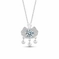 Ruyi Blessing, White Gold-Plated S925 Sterling Silver 1ct Moissanite Pendant Necklace