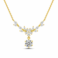Silent Harvest, 14K Gold/White Gold-Plated S925 Sterling Silver 1.0ct Moissanite Necklace Pendent