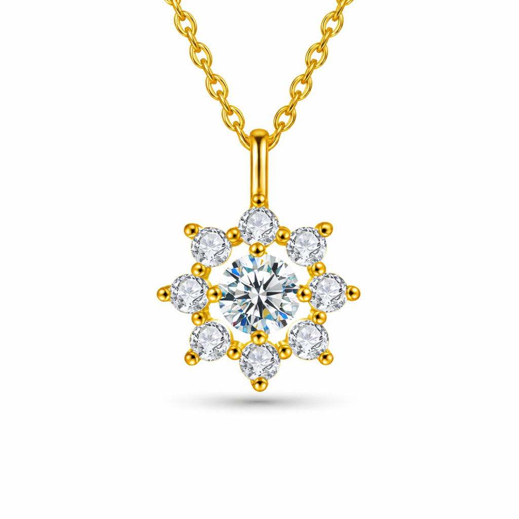 Solar Still，14k Gold/White Gold-Plated S925 Sterling Silver 0.50ct Moissanite Pendent Necklace