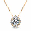 Éclat Héritage，Champion Gold-Plated S925 Sterling Silver 1.0ct Moissanite Halo Pendant Necklace