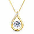 Goutte d’Émotion，14K Gold-Plated S925 Sterling Silver 1.0ct Moissanite Teardrop Pendant Necklace