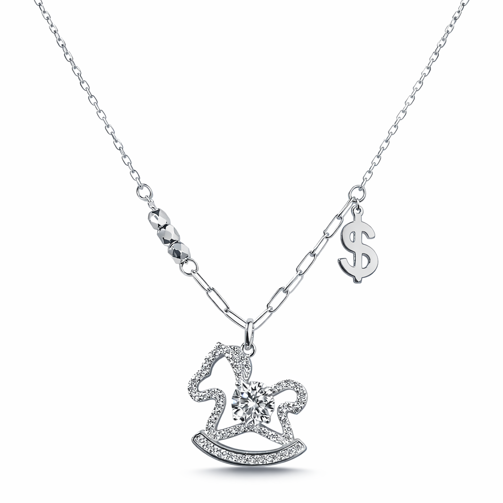 Cheval de Souvenir, S925 Sterling Silver 0.50ct Moissanite Pendant Necklace