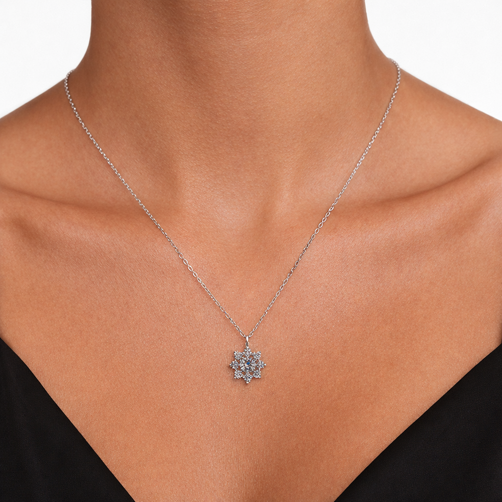 Solar Still，14k Gold/White Gold-Plated S925 Sterling Silver 0.50ct Moissanite Pendent Necklace