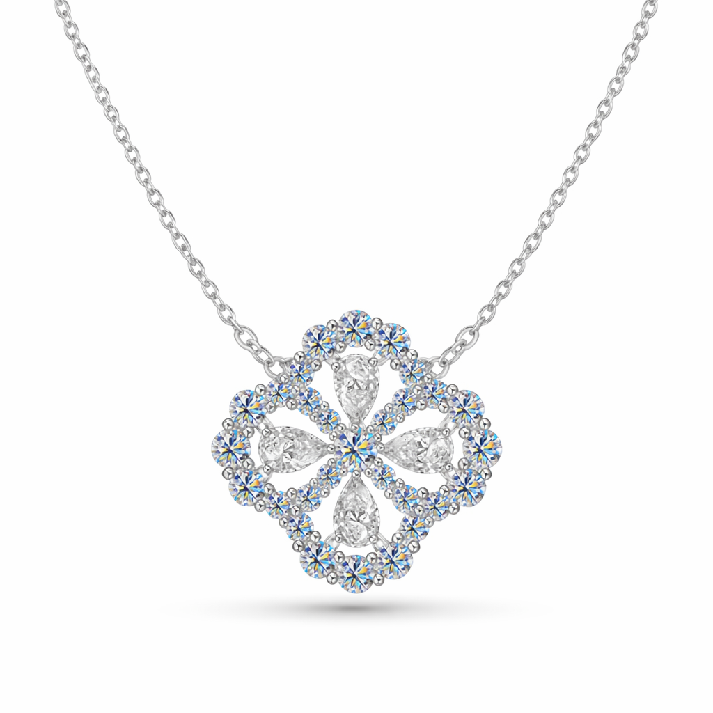 Le Trèfle Héritage, S925 Sterling Silver Moissanite Pendent Necklace