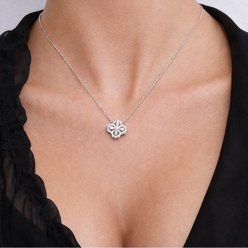 Le Trèfle Héritage, S925 Sterling Silver Moissanite Pendent Necklace