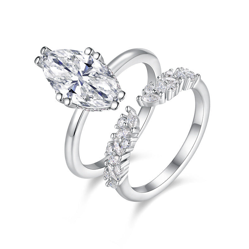 Poire Élégante, 18k White  Gold-Plated S925 Sterling Silver Moissanite Ring