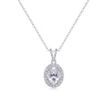 Éclat Ovale, 18K White Gold-Plated S925 Sterling Silver Moissanite Pendant Necklace
