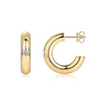 Lueur Pure, 18k Yellow Gold-Plated S925 Sterling Silver Moissanite Hoop Earrings