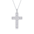 Voie Sacrée, 18K White Gold-Plated S925 Sterling Silver Moissanite Cross Pendant Necklace
