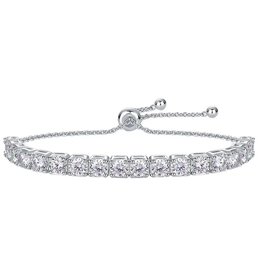 Adjustable Moissanite Tennis Bracelet in 18k Gold-Plated S925 Sterling Silver