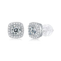 Clarté Royale, 18k White Gold–Plated S925 Sterling Silver Moissanite Stud Earrings