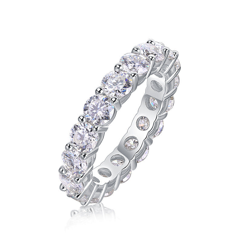 Couronne Infinie, 18k White Gold-Plated S925 Sterling Silver Moissanite Wedding Ring