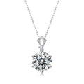 Grande Éclat, 18k White Gold-Plated S925 Sterling Silver 10ct Moissanite Pendant Necklace