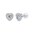 Cœur Halo, 18k White Gold-Plated S925 Sterling Silver Heart-Cut Moissanite Stud Earrings