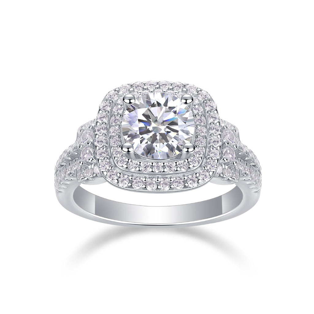 Héritage Lumière, 18k White Gold-Plated S925 Sterling Silver 1ct Moissanite Solitaire Ring
