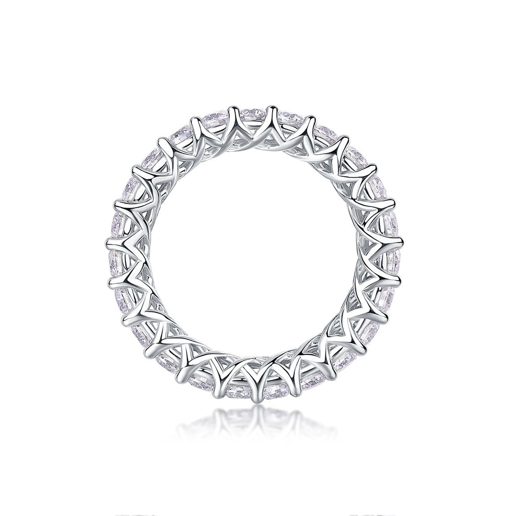 Tressé Lumière, 18k White Gold-Plated S925 Sterling Silver 3mm Moissanite Luxury Wedding Band