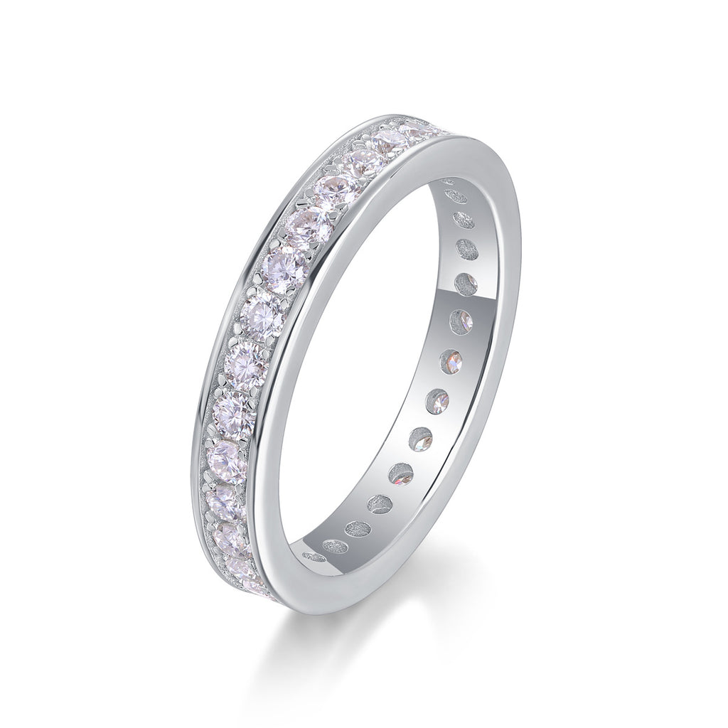 Trace de Lumière — 18k White Gold-Plated S925 Sterling Silver 0.9ct Moissanite Wedding Ring