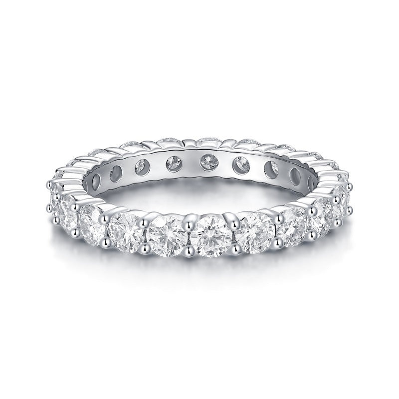 Lueur Sculptée, 18k White Gold-Plated S925 Sterling Silver 2.1ct Wedding Ring