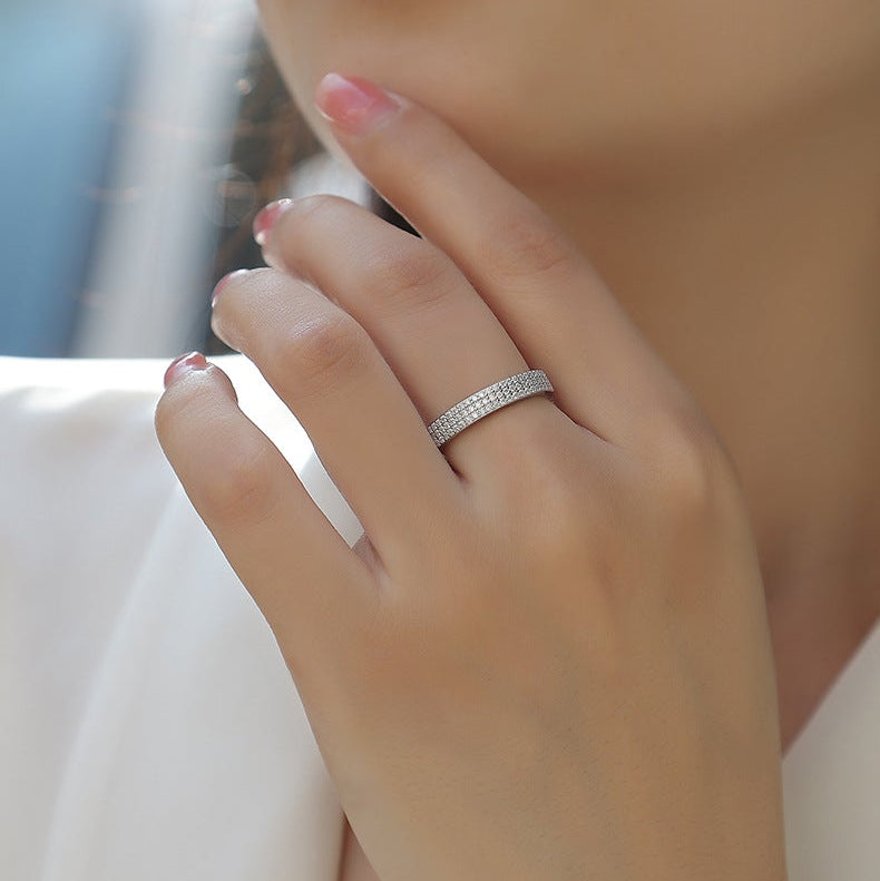 Ligne Infinie, 18k White Gold-Plated S925 Sterling Silver Moissanite Wedding Ring