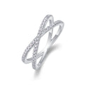 Infini Croisé, 18k White Gold-Plated S925 Sterling Silver Moissanite Wedding Ring