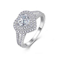 Cœur Impérial, 18k White Gold-Plated S925 Sterling Silver 1ct + 84 Stone Moissanite Engagement Ring