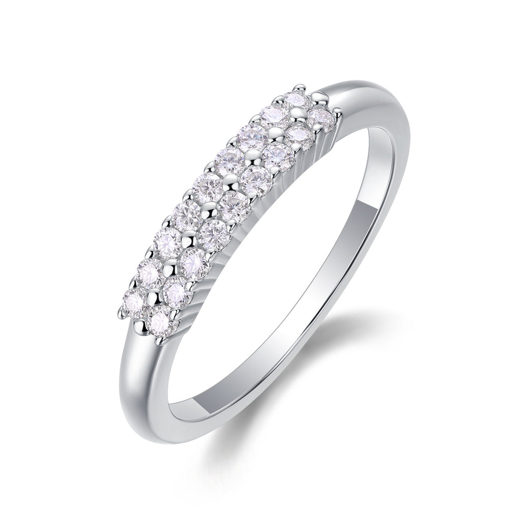 Lueur Sincère, 18k White Gold-Plated S925 Sterling Silver 0.27ct Moissanite Wedding Ring