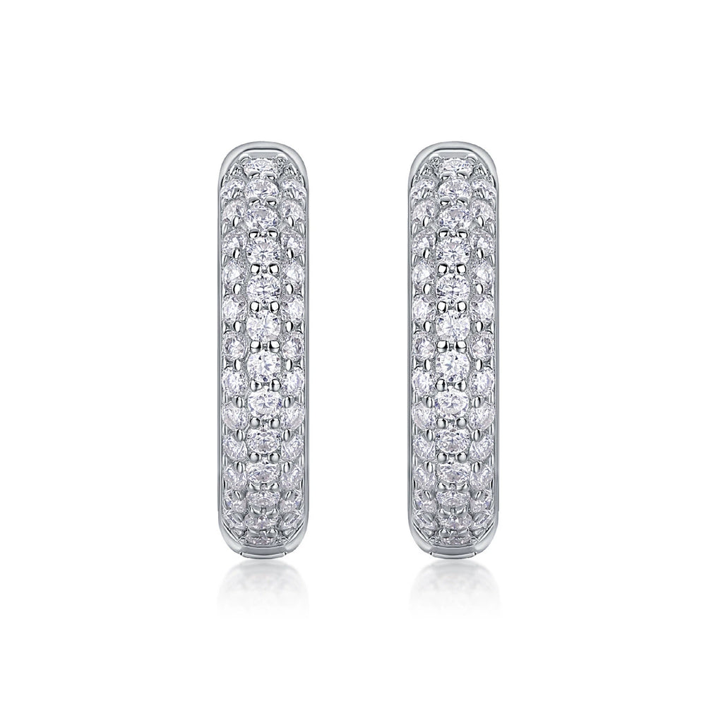 Lumière Angulaire, 18k White Gold-Plated S925 Sterling Silver 0.48ct Moissanite Hoop Earrings