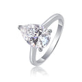 Poire Solitaire, 18k White Gold-Plated S925 Sterling Silver Moissanite Engagement Ring