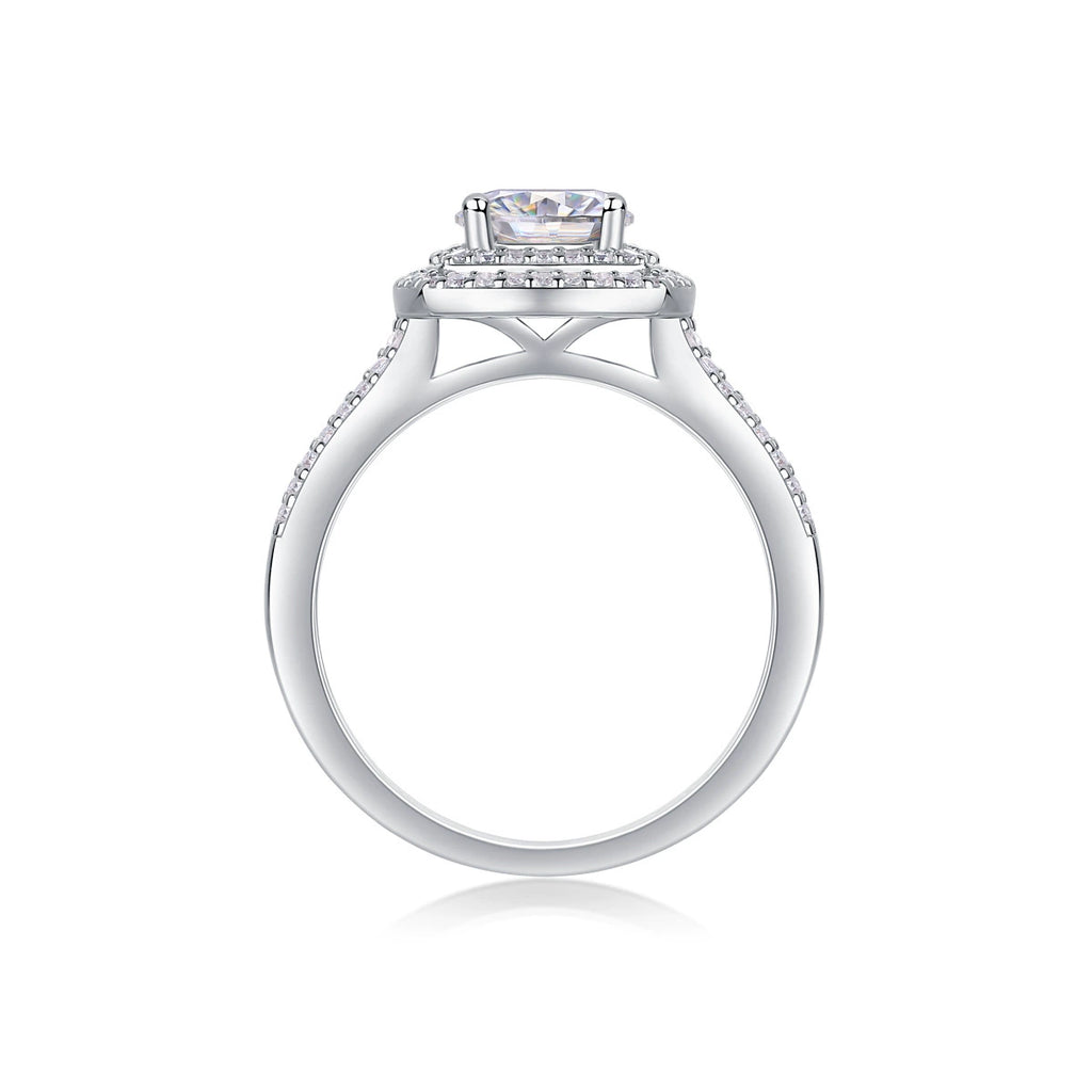 Carré Lumière, 18k White Gold-Plated S925 Sterling Silver 1.0ct Moissanite Engagement Ring