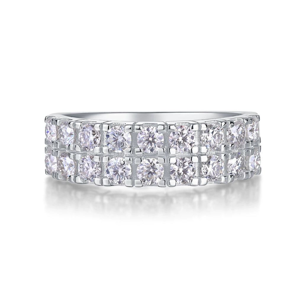 Éclat Continu, 18k White Gold-Plated S925 Sterling Silver Moissanite Wedding Band