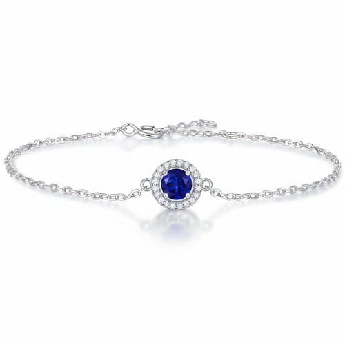 Amour Éternel, 18k White Gold-Plated S925 Sterling Silver Halo Moissanite/Gemstone Bracelet
