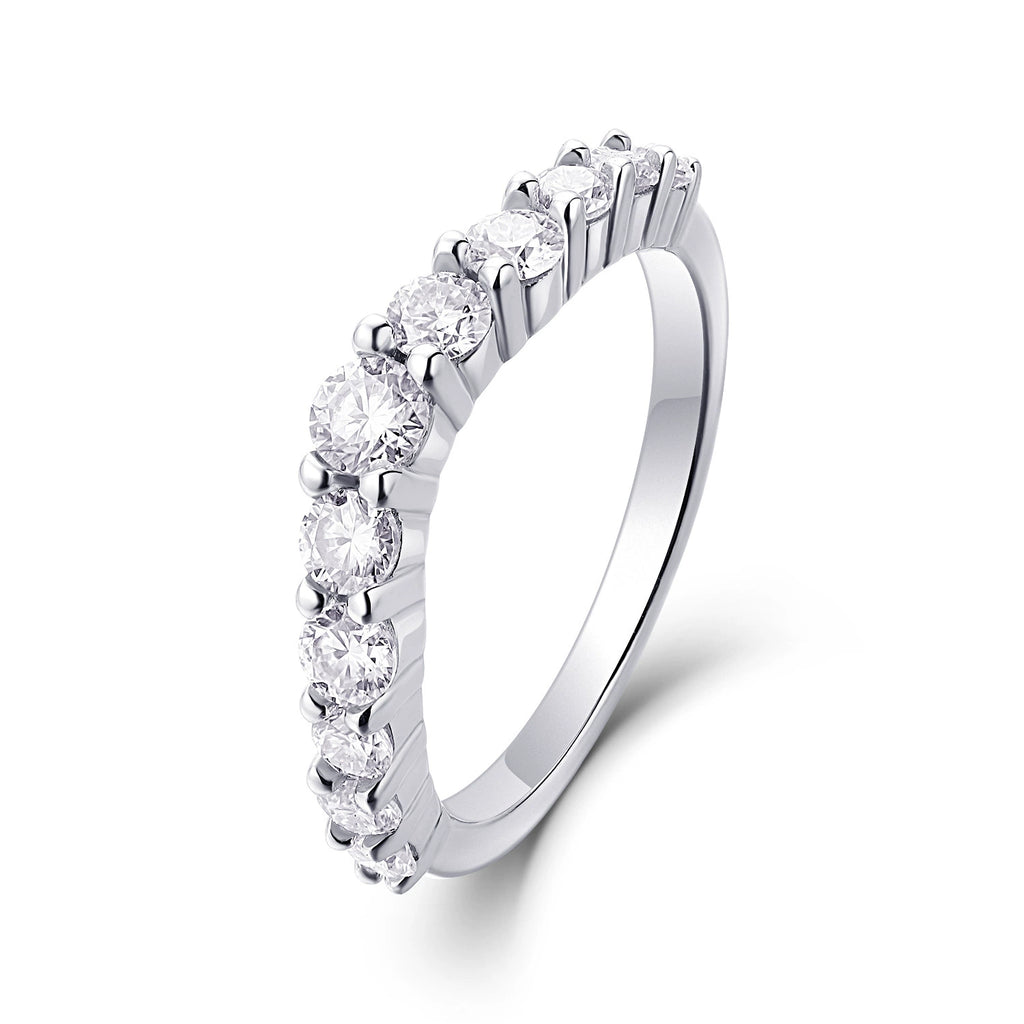 Éclat Couronné, 18k White Gold-Plated S925 Sterling Silver 0.96ct Moissanite Wedding Ring
