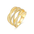 Lignes Entrelacées, 18k Yellow Gold-Plated S925 Sterling Silver Moissanite Statement Ring