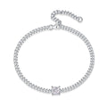 Carré Silencieux, 18k White Gold-Plated S925 Sterling Silver 1ct Moissanite Pendant Bracelet