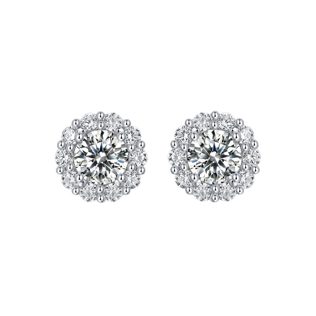Couronne Lumière, 18k White Gold–Plated S925 Sterling Silver 1ct Moissanite Stud Earrings