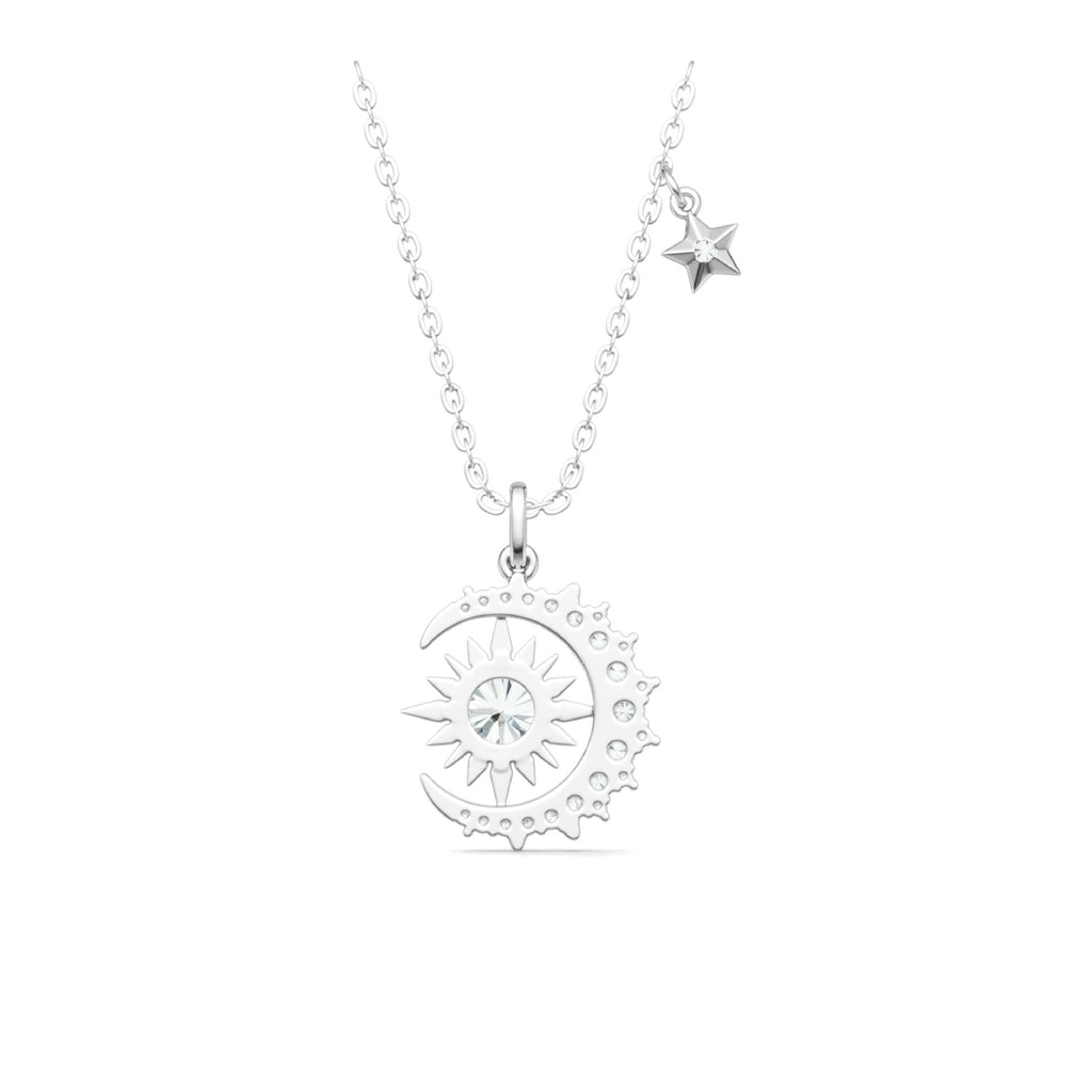 Éclipse Intérieure, 18K White Gold Plated S925 Sterling Silver 1.0ct Moissanite Pendant Necklace