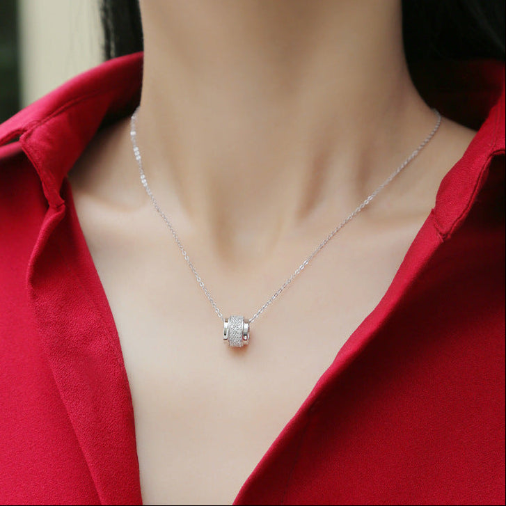 Rouage Lumière, 18k White Gold-Plated S925 Sterling Silver 1ct Moissanite Pendant Necklace