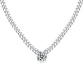 Clarté, White Gold-Plated S925 Sterling Silver Round or Emerald-Cut Moissanite Pendant Necklace (1–3 ct)