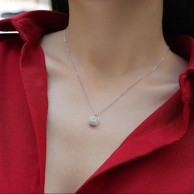 Éclat Encadré, 18k White Gold-Plated S925 Sterling Silver 1ct Moissanite Pendant Necklace