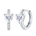 Cœur Suspendu, 18k White Gold-Plated S925 Sterling Silver Moissanite Heart Hoop Earrings
