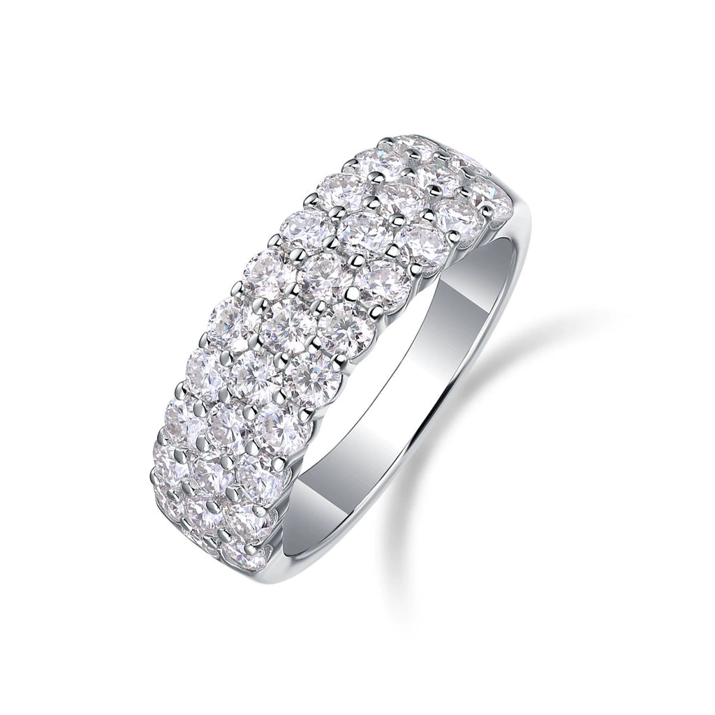 Constellation Pavée, 18k White Gold-Plated S925 Sterling Silver Moissanite Wedding Ring