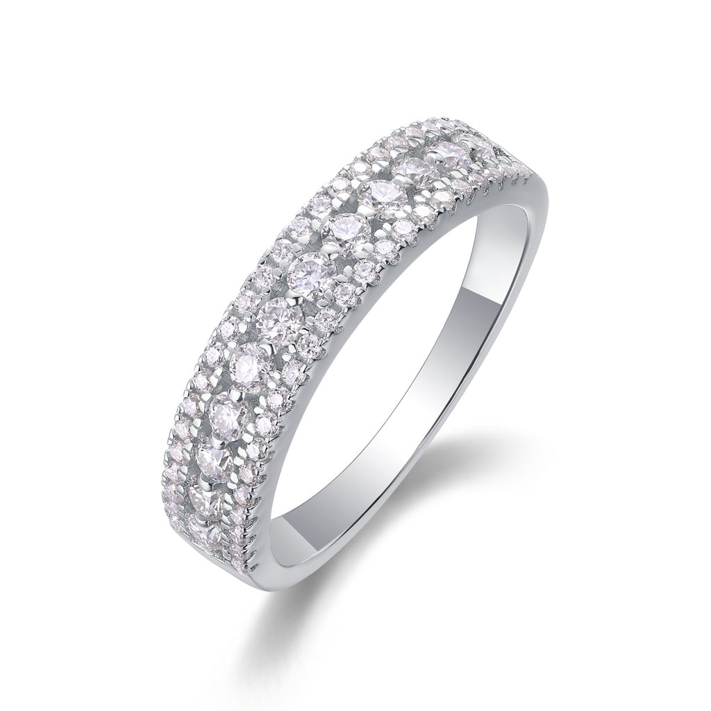 Rivière Lumineuse, 18k White Gold-Plated S925 Sterling Silver Moissanite Wedding Ring