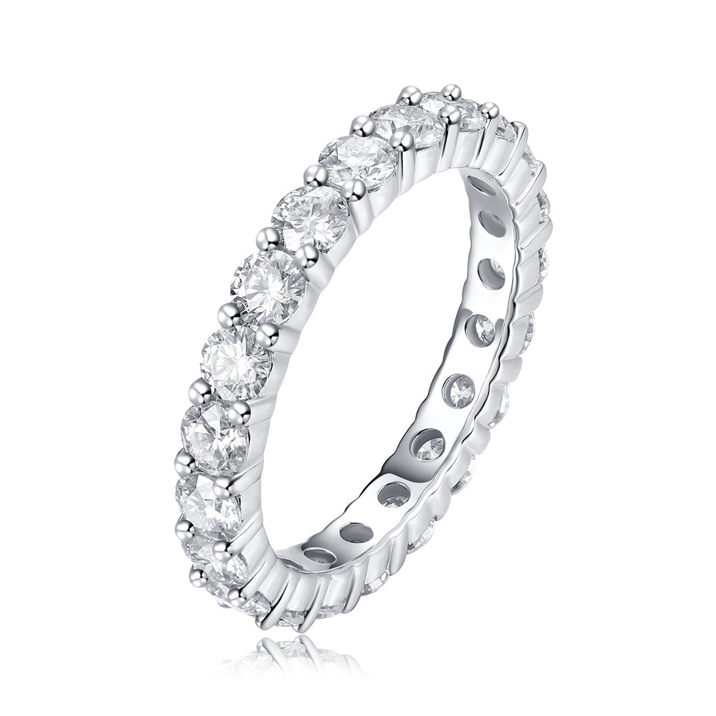Lueur Sculptée, 18k White Gold-Plated S925 Sterling Silver 2.1ct Wedding Ring